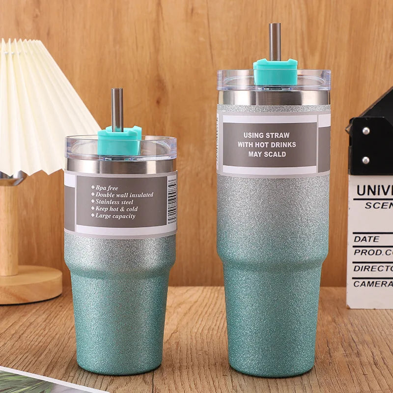 DecorBites™ Coffee Cup Thermos with Straw - Hot Drink Heat Preservation Mug