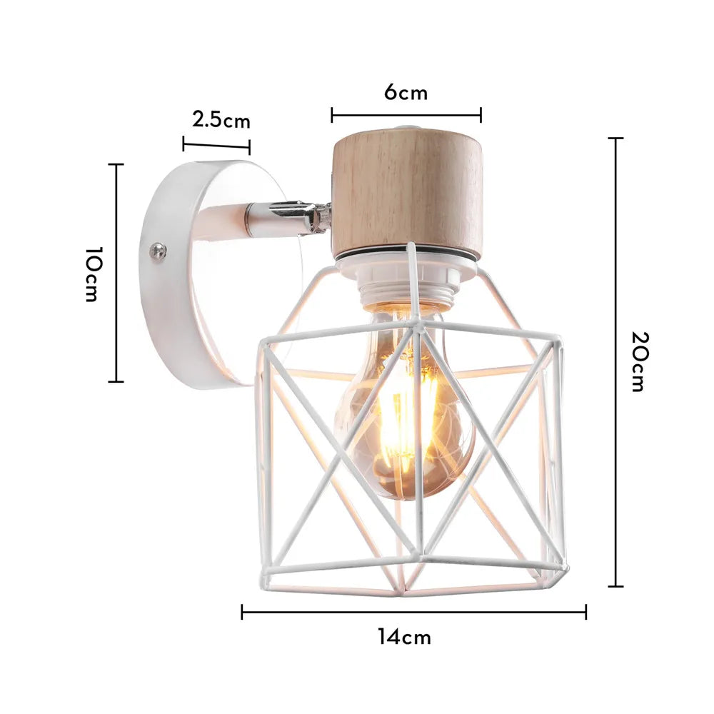 DecorBites™ Iron White Cage Wall Lamp for Modern Indoor Lighting