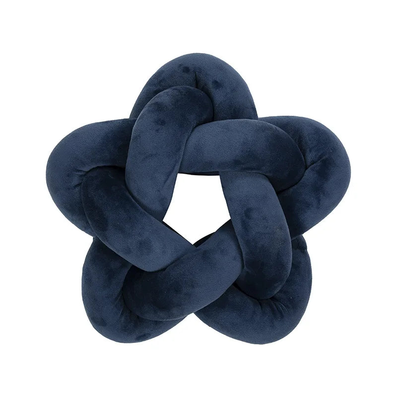 DecorBites™ Green Star Knotted Lumbar Cushion - Handmade Stuffed Throw Pillow