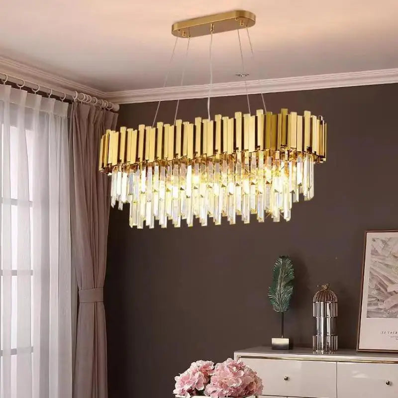 DecorBites™ Crystal Gold Chandeliers: Modern Luxury for Villa Living Room - Nordic Design