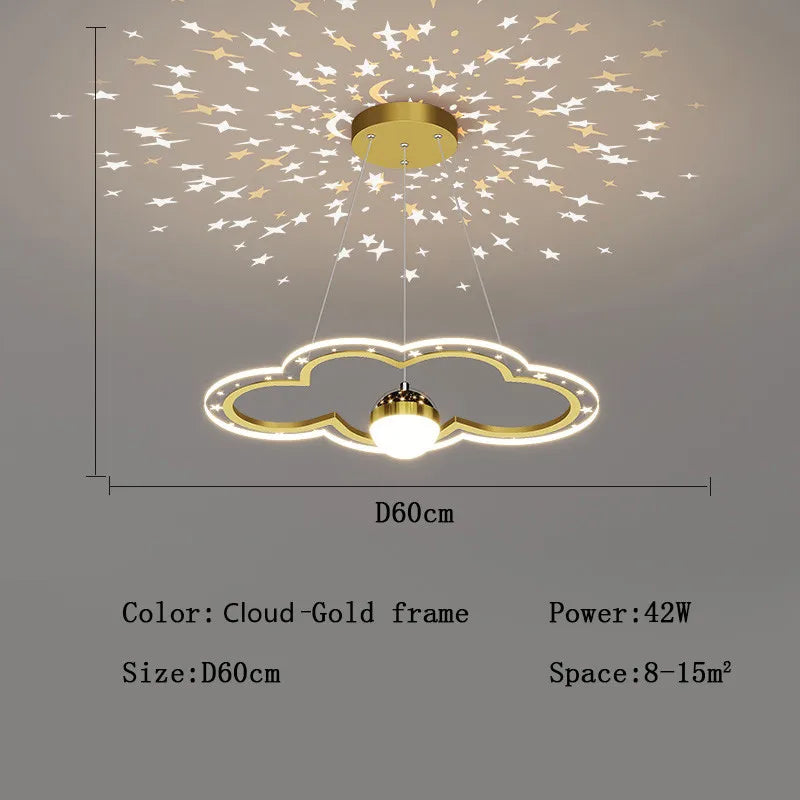 DecorBites™ Cloud Flower LED Chandelier: Modern Starry Sky Decor for Kid's Bedroom and Study Hall