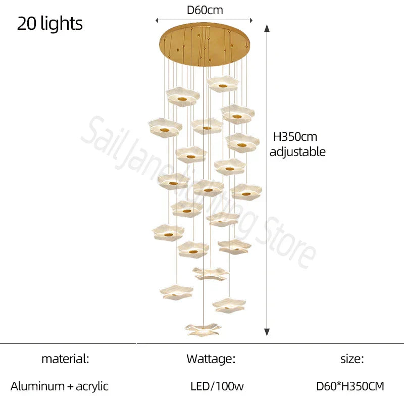 DecorBites™ Lotus Leaf Chandelier: Modern Nordic Design for Living Room, Bedroom, Attic.