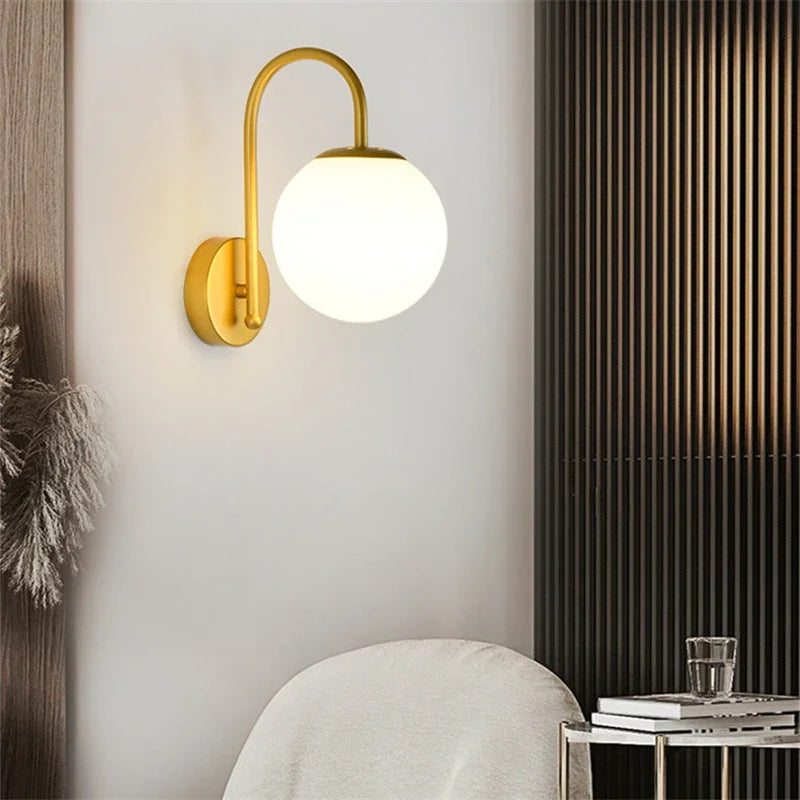 DecorBites™ Glass Ball LED Wall Sconce for Bedroom Living Room, Nordic Style Wall Lighting Fixtures
