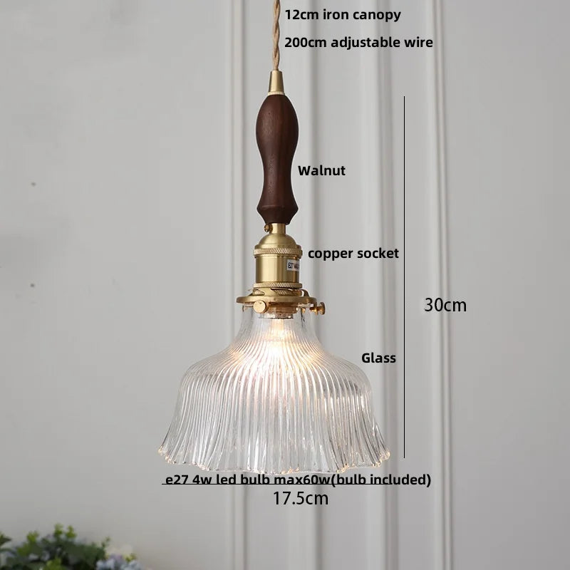 DecorBites™ Clear Glass LED Pendant Lights with Copper Knob Switch for Dining Room
