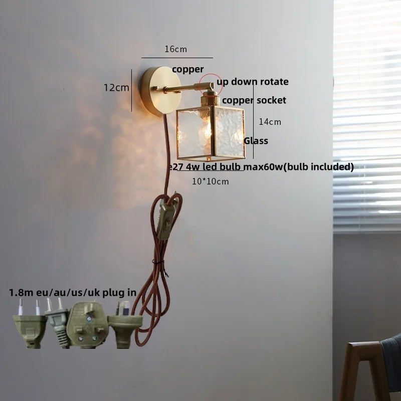 DecorBites™ Crown Glass LED Wall Lights Brass Switch Stair Fixtures