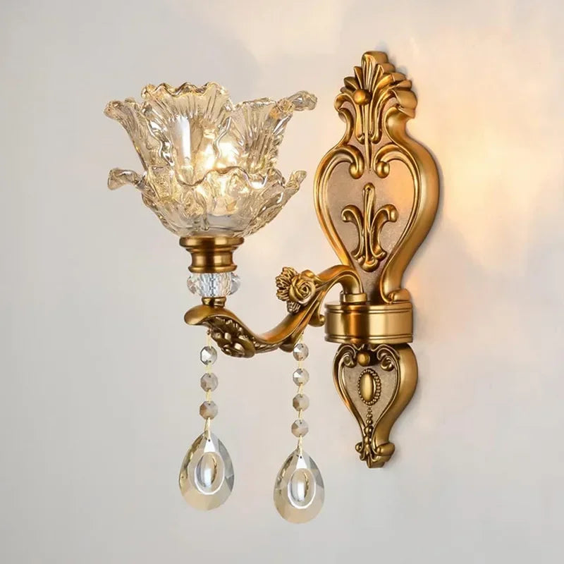 DecorBites™ Crystal Glass Dual Head Wall Lamp - European Retro Style