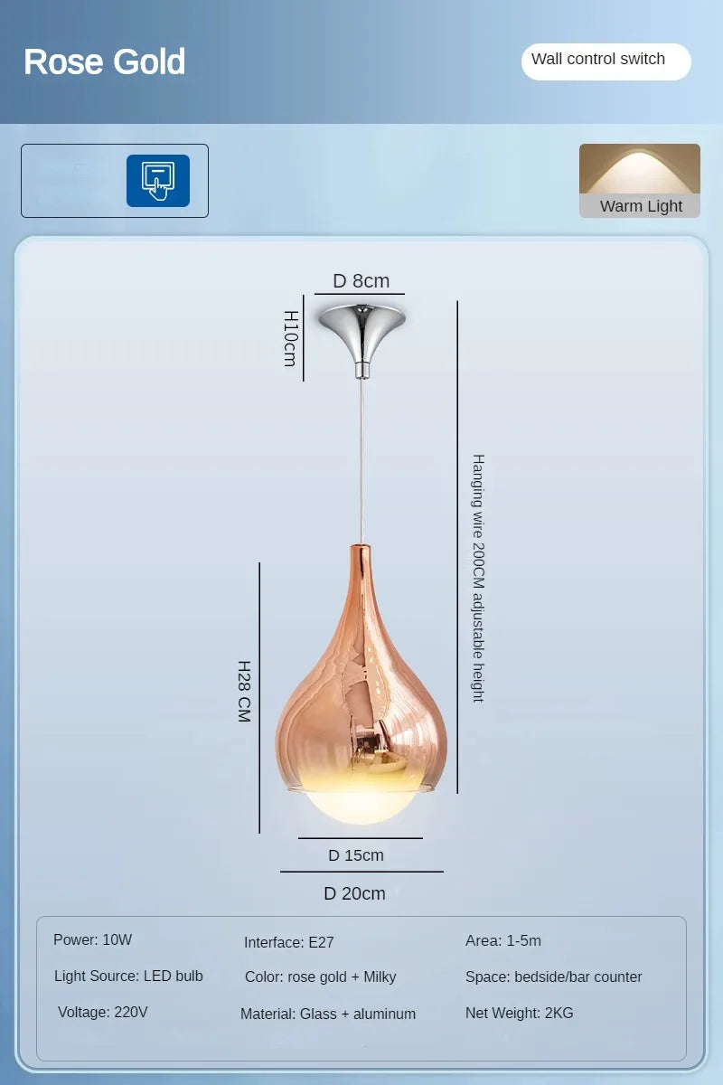 DecorBites™ LED Water Droplet Ceiling Chandelier - Modern Bedroom Pendant Lamp
