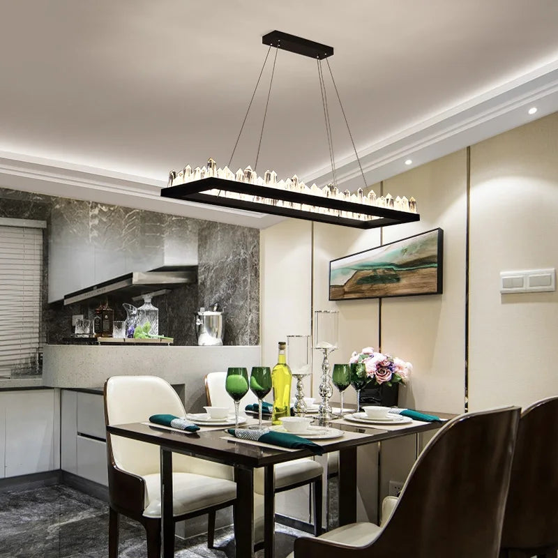 DecorBites™ Crystal LED Pendant Lights: Modern Gold Black Industrial Lamp for Stylish Illumination