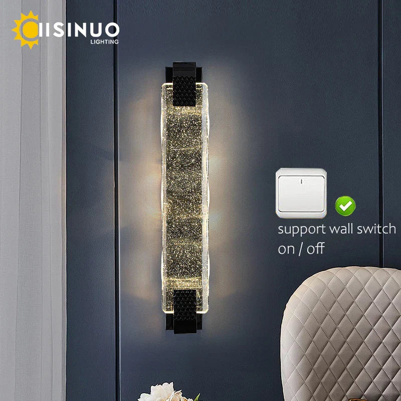 DecorBites™ Crystal LED Wall Sconce: Luxury Gold Light Fixture for Home Decor