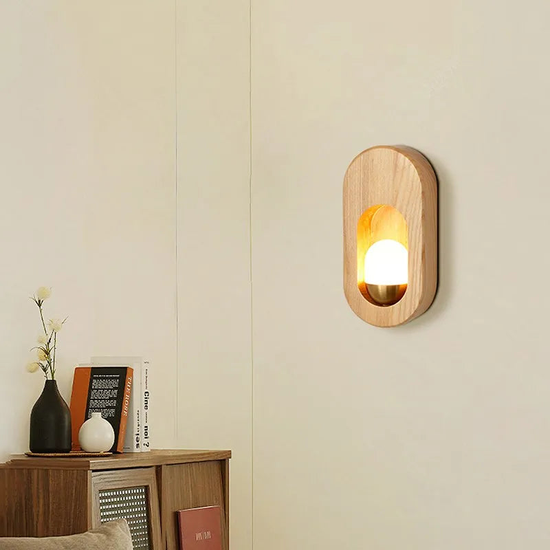 DecorBites™ LED Wooden Wall Lamp for Bedroom Living Room Study Aisle Home Lighting