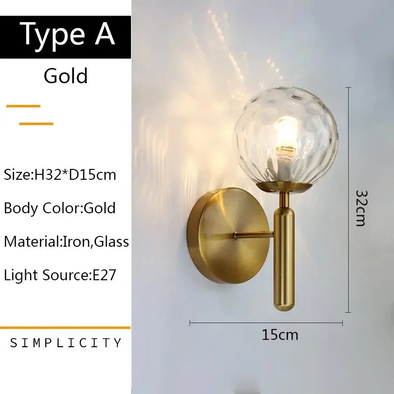DecorBites™ Glass Ball LED Wall Lamp for Bedroom and Living Room