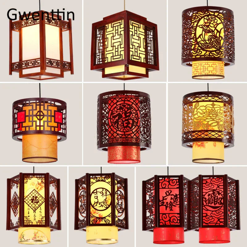 DecorBites™ Antique Wood Pendant Lights for Dining Room, LED Living Room Decor Lighting Fixtures