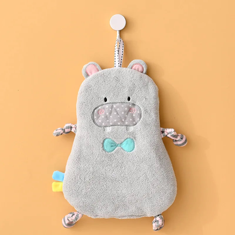DecorBites™ Cartoon Animal Bathing Hand Towel for Kids - Soft, Absorbent Coral Velvet
