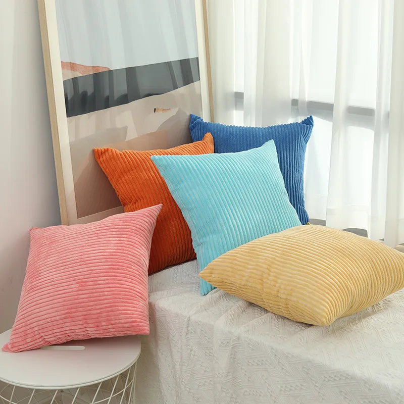 DecorBites™ Corduroy Striped Cushion Cover 30-60cm Soft Comfortable Throw Pillow Case Home Decor