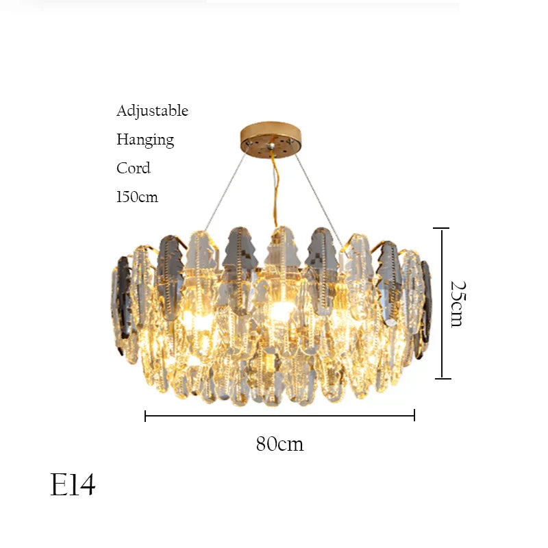 DecorBites™ Crystal Chandelier Pendant Light for Living Room Bedroom Foyer
