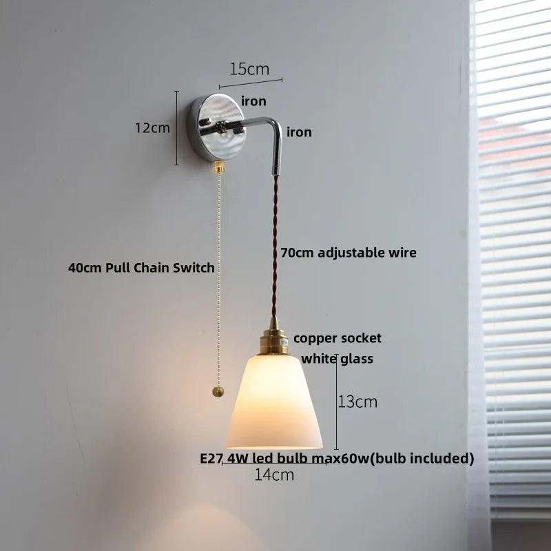 DecorBites™ LED Glass Wall Light Fixture Bedroom Aisle Study Modern Adjustable Bedside Lamp