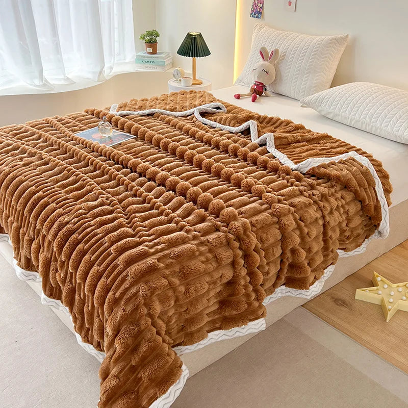 DecorBites™ Bamboo Velvet Blanket: Soft Flannel Sofa Cover & Shawlecessory