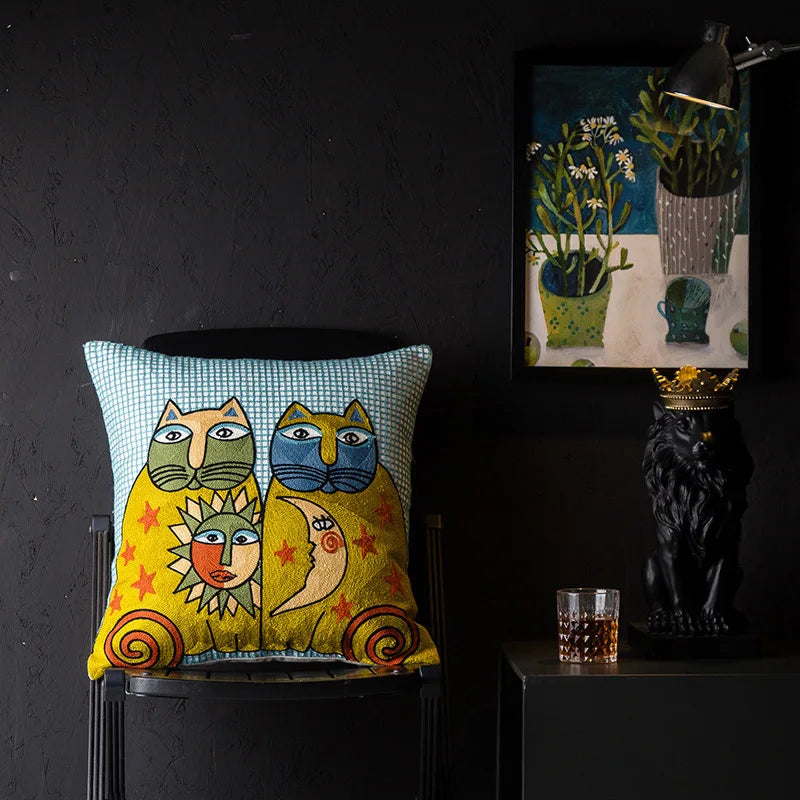 DecorBites™ Christmas Picasso Style Abstract Cushion Cover for Living Room Sofa and Bed
