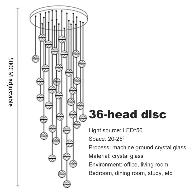 DecorBites™ Crystal Ball LED Chandelier for Modern Living Room & Bedroom décor