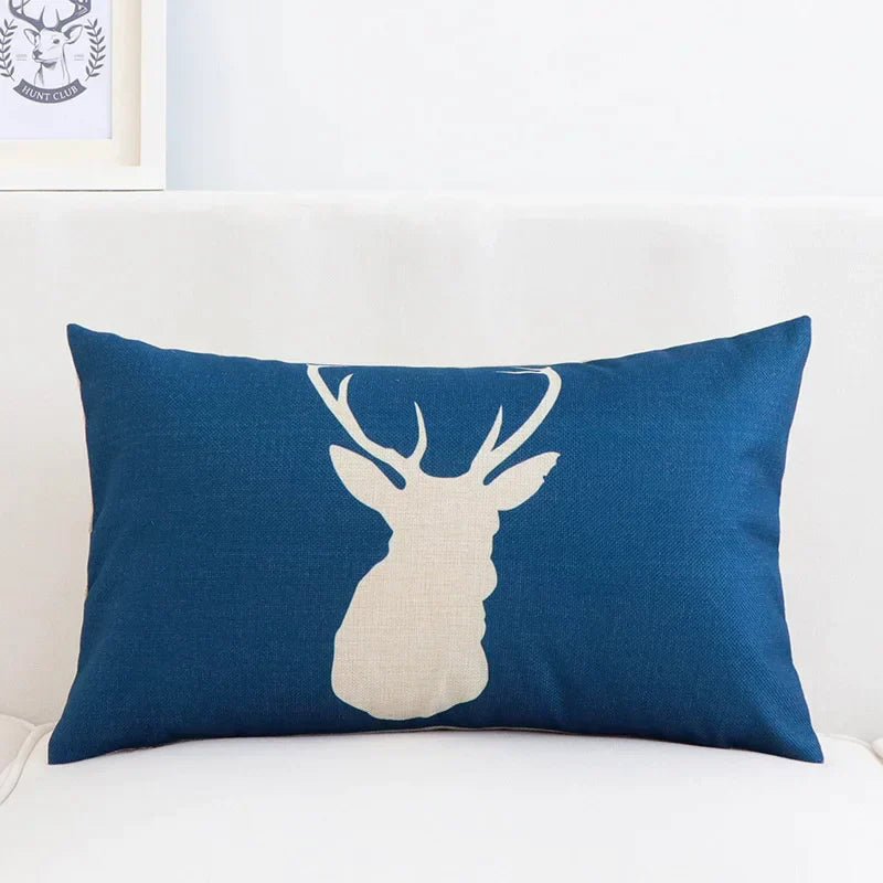 DecorBites™ Geometric Elk Design Linen Lumbar Pillow Cover 30X50cm Modern Nordic Home Decor