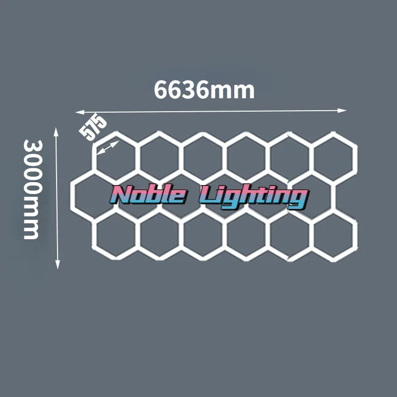 DecorBites™ Hexagon Ceiling Light 6500K for Car Wash Beauty Garage Wall with Honeycomb Design