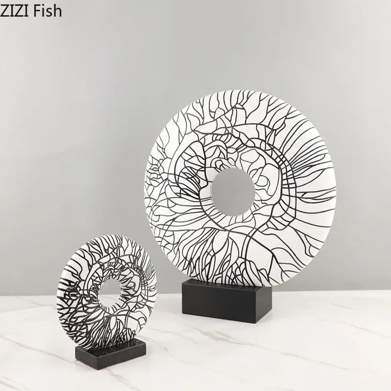 DecorBites™ Circle Ornament Desk Decoration Resin Ring Statue Modern Crafts Decor