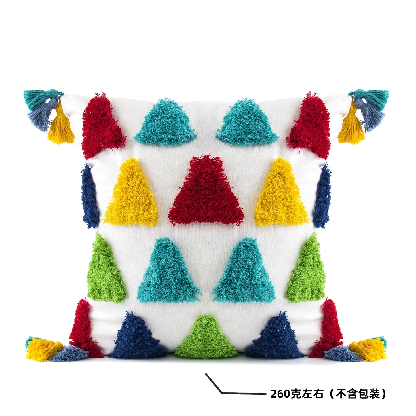 DecorBites™ Geometric Hand-Embroidered Tassel Pillowcase