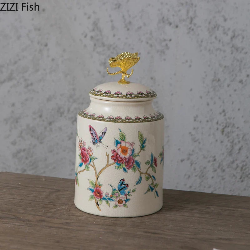 DecorBites™ Dragonfly Lid Storage Jar - Round Cosmetic Jewelry Box Candy Pot Aroma Can