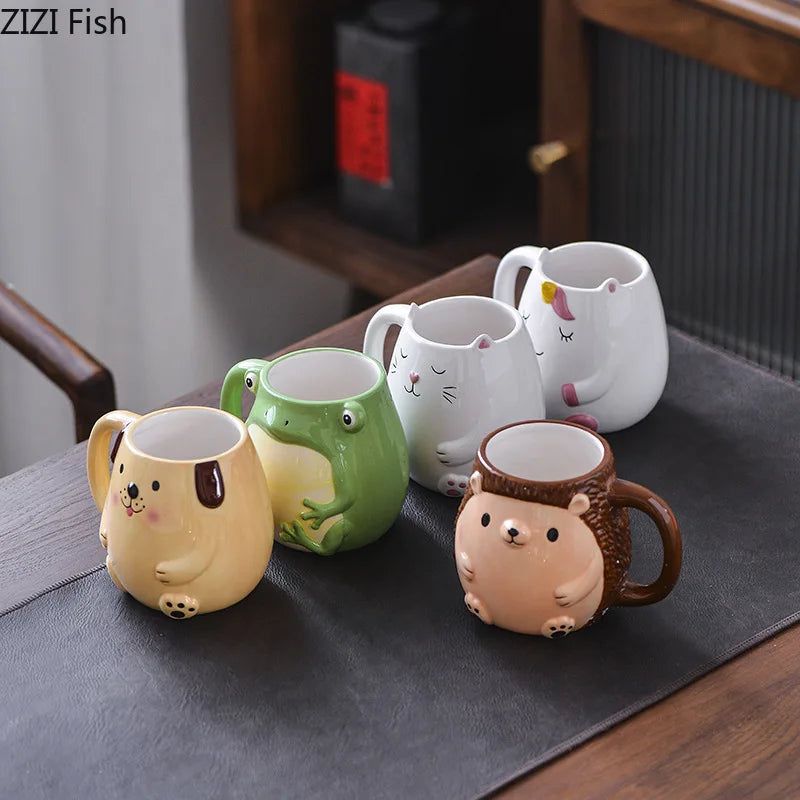 DecorBites™ Cute Cartoon Animal Ceramic Mug Kids Breakfast Cup Christmas Gift