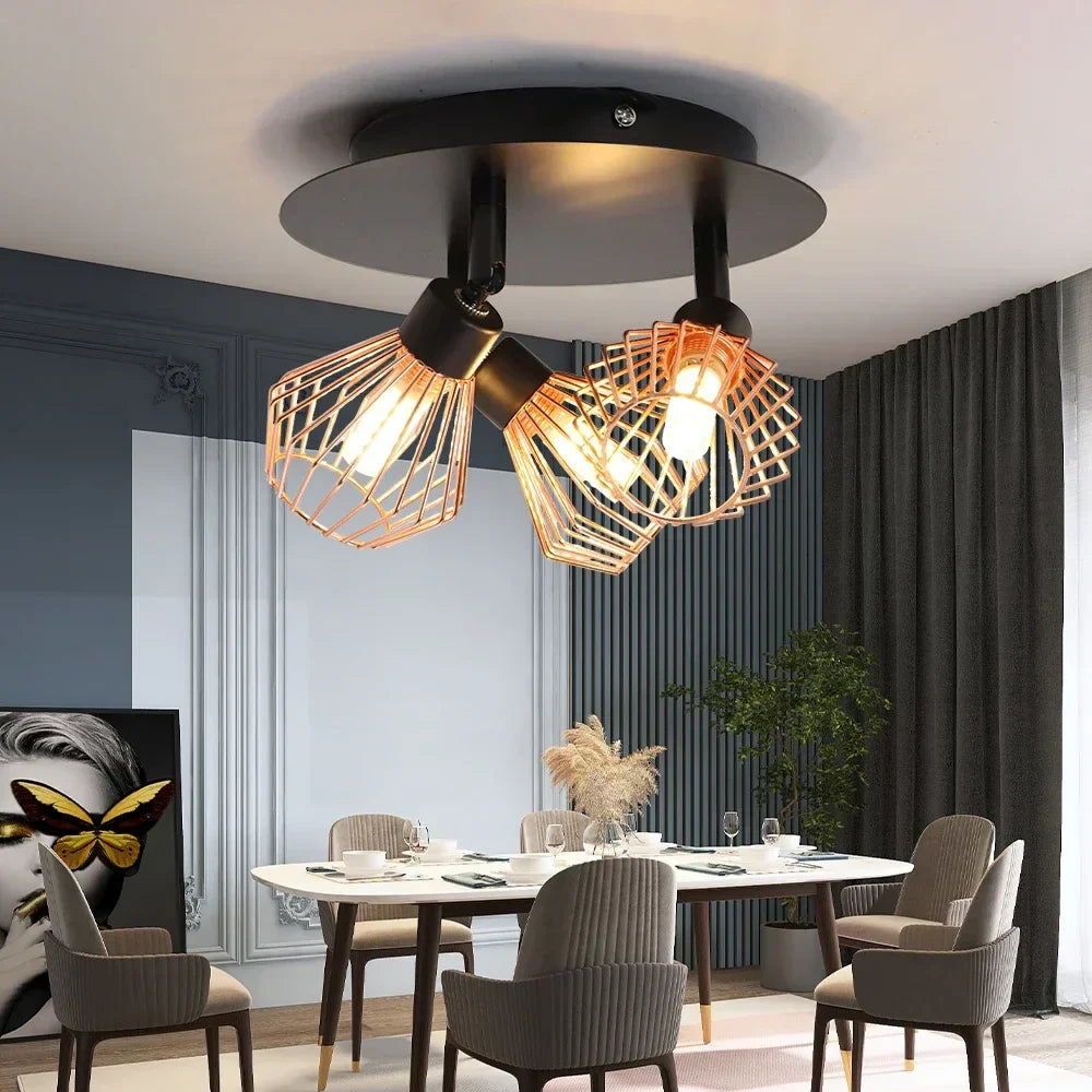 DecorBites™ Diamond Cage Chandelier: Industrial Kitchen & Living Room Lighting