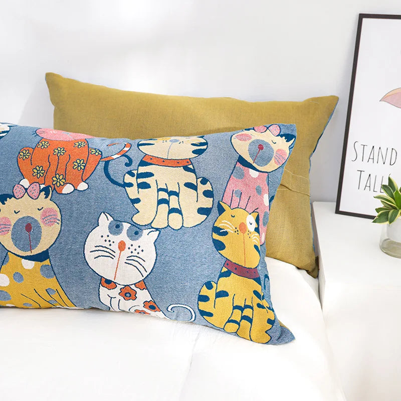 DecorBites™ Cartoon Boho Bedspread - 100% Soft Cotton Double-Sided Woven Blanket