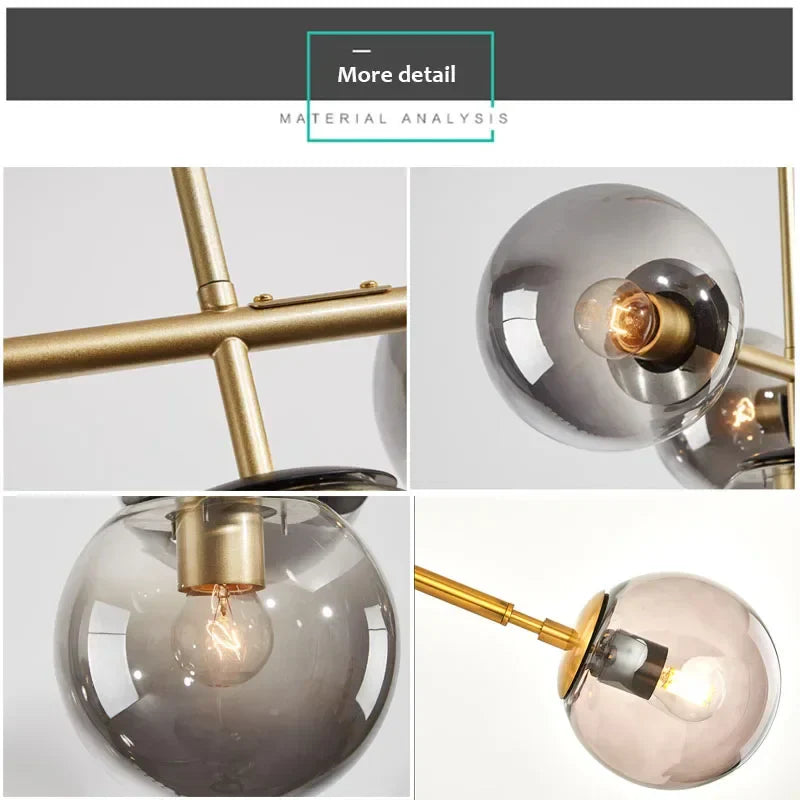 DecorBites™ Glass Ball LED Pendant Light Modern Chandelier for Living Room Decor