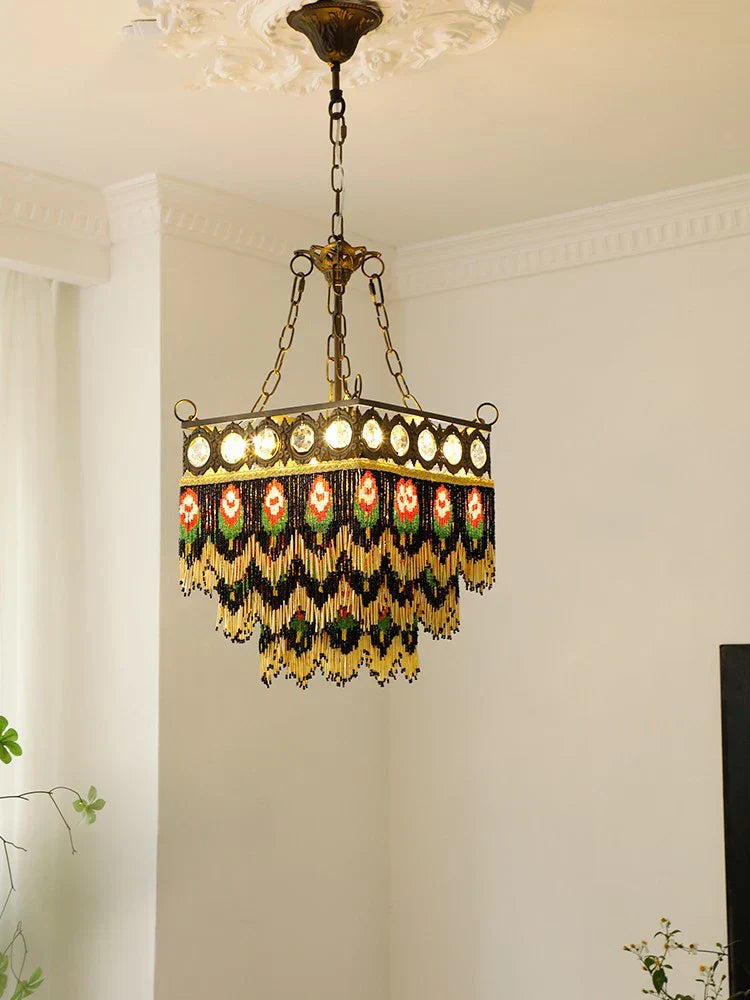 DecorBites™ Black Rose Tassel Pendant Lights, Classic Retro Lustres for Living Room