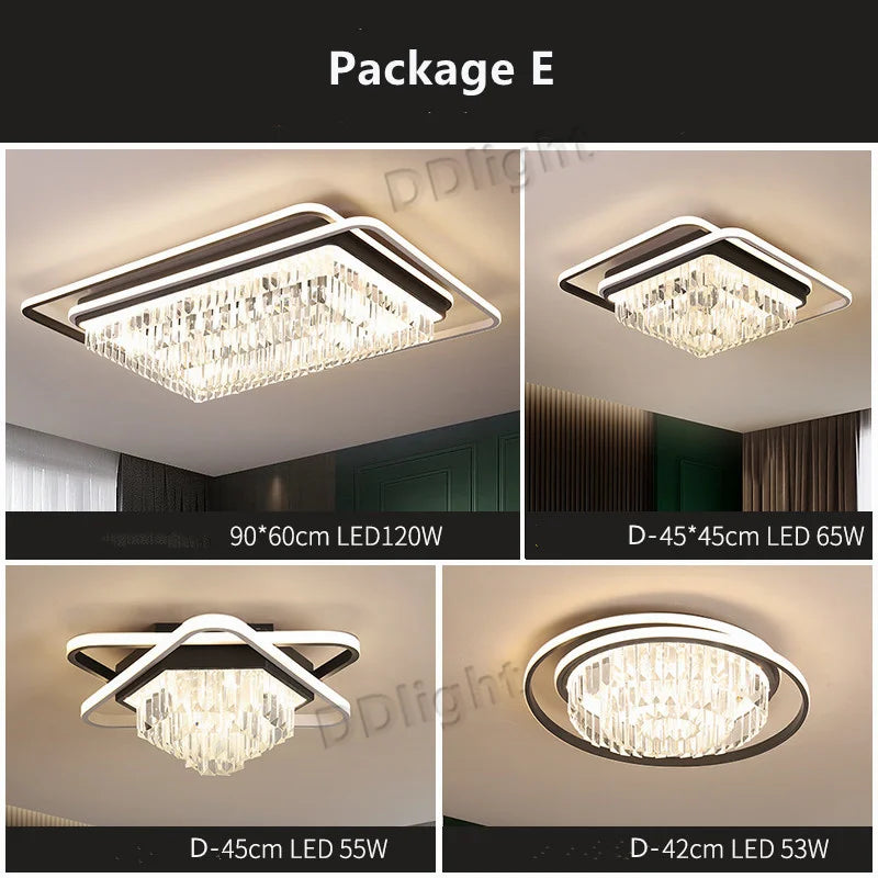 DecorBites™ Crystal Industrial Pendant Lamps Set for Modern Living Room Bedroom Kitchen Decor