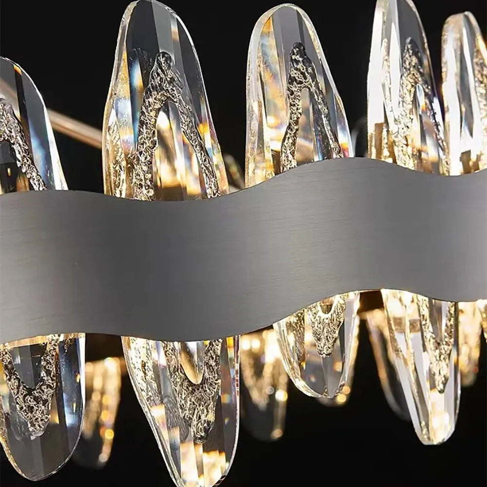 DecorBites™ Crystal LED Chandelier: Luxury Living Room Pendant Light with Modern Design