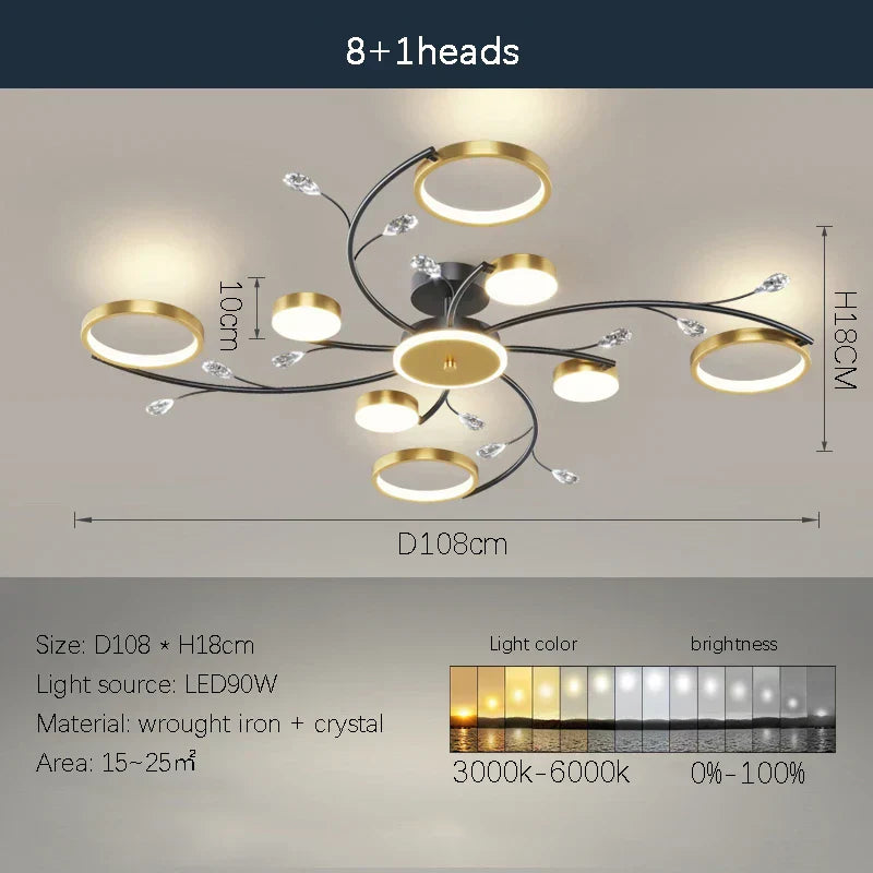 DecorBites™ LED Chandelier: Modern Whole House Indoor Lighting for Bedroom, Living Hall, and Dining Room