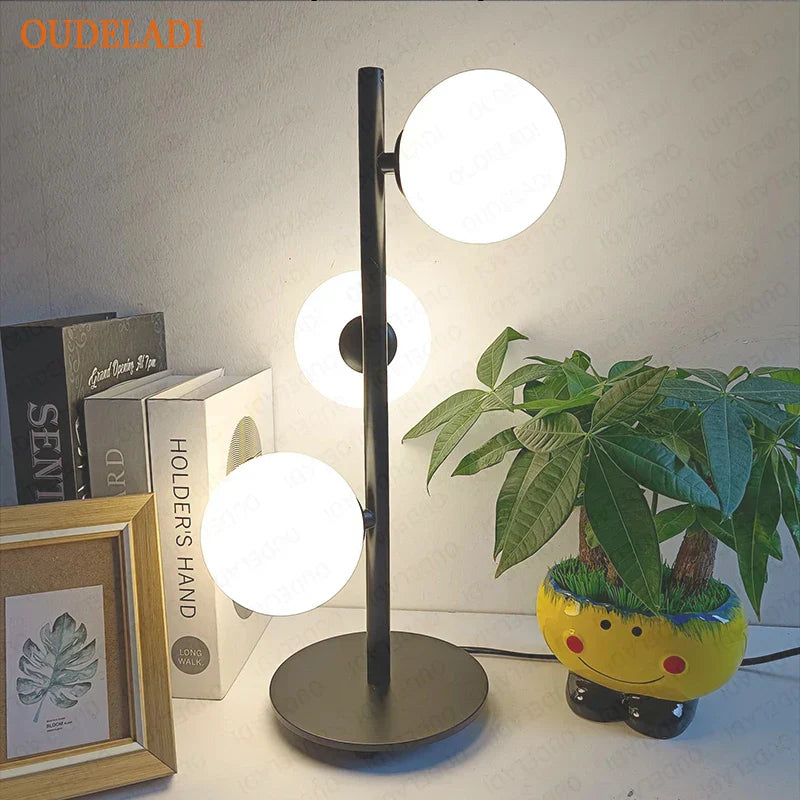 DecorBites™ Glass Ball LED Table Lamp | Nordic Style Iron Art Decor Fixture