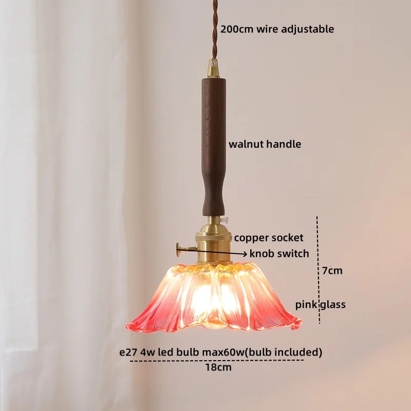 DecorBites™ Ceramic Walnut Copper LED Pendant Light Chandelier for Bedroom Living Room