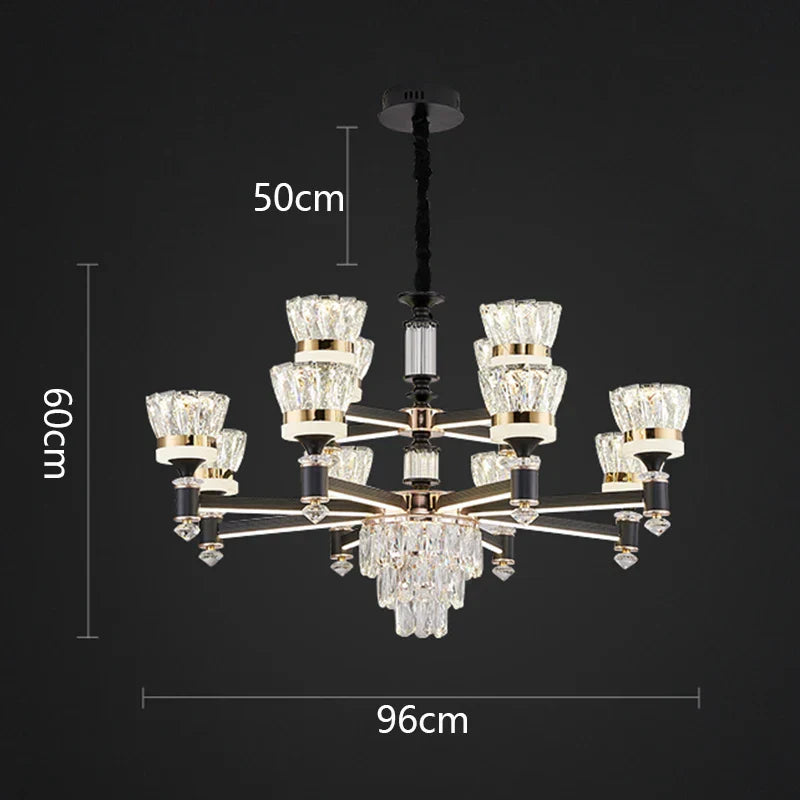DecorBites™ Crystal Chandelier Pendant Light for Living and Dining Room Luxury Home Decor