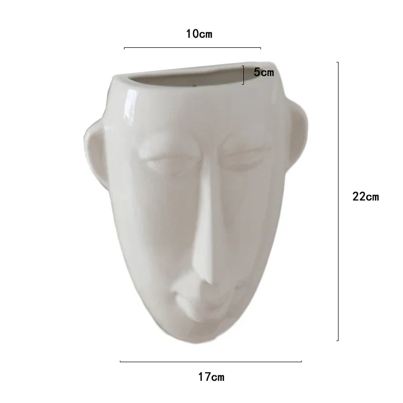 DecorBites™ Abstract Human Face Ceramic Vase Plant Pot Room Decoration