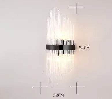 DecorBites™ Black Gold Crystal Wall Lights Modern LED Sconce for Bedroom Living Room