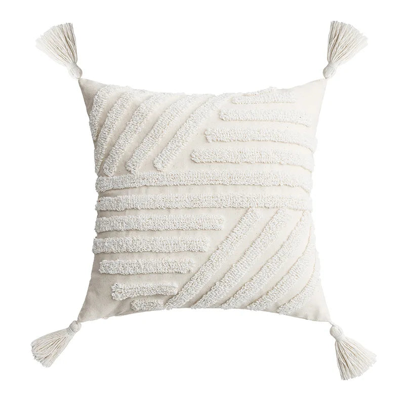 DecorBites™ Ivory Tufted Cushion Cover for Home Decor, Living Room, Sofa, Bedroom