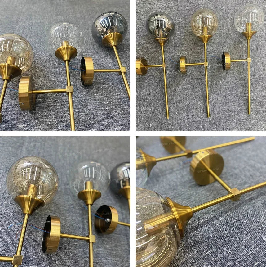 DecorBites™ Golden Round Glass Wall Sconce: Modern Nordic Lighting Fixture for Home Decor