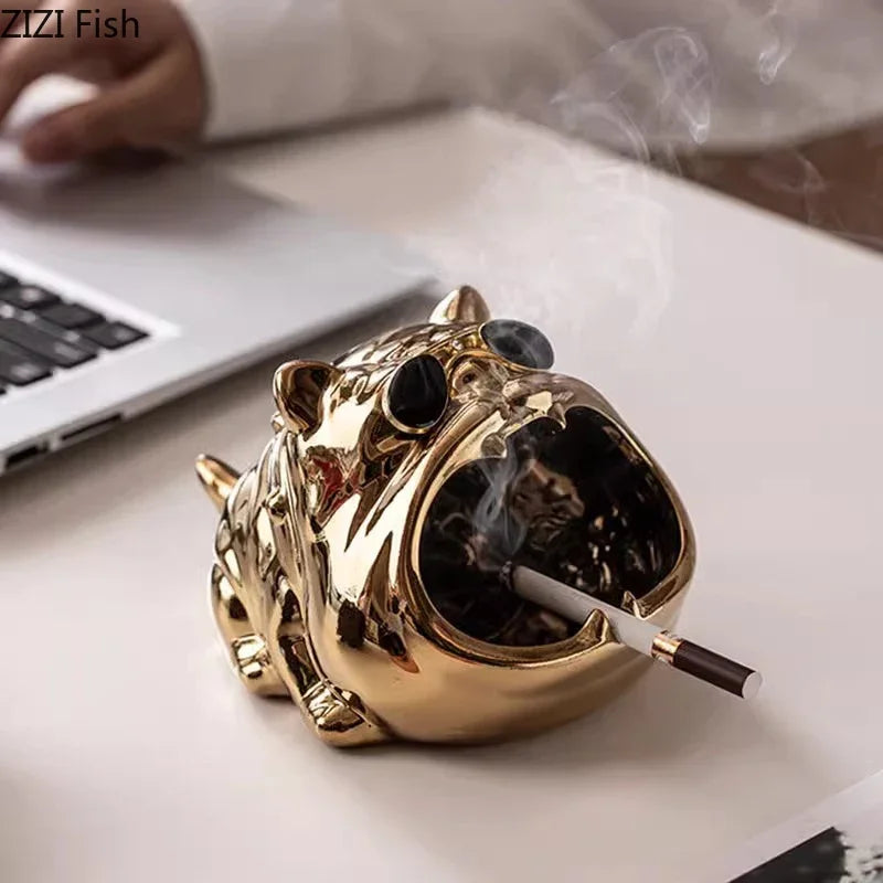 DecorBites™ Bulldog Ceramic Ashtray - Desktop Smoking Accessories for Weed - Portable Ashtray Gift