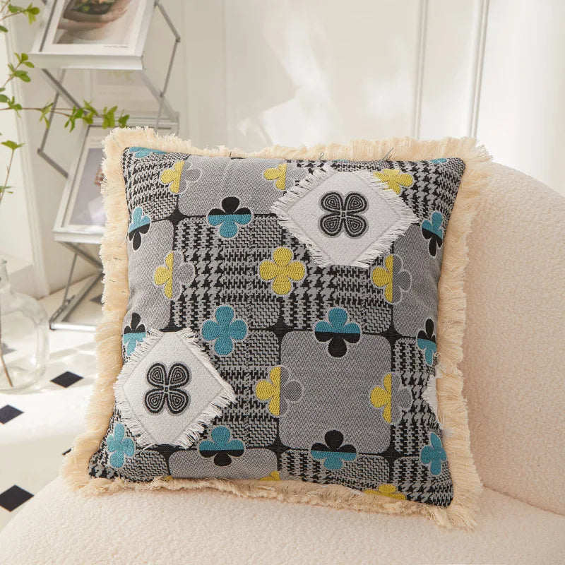 DecorBites™ Artistic 45x45 Handmade Cloth Cushion Cover Pillowcase Design