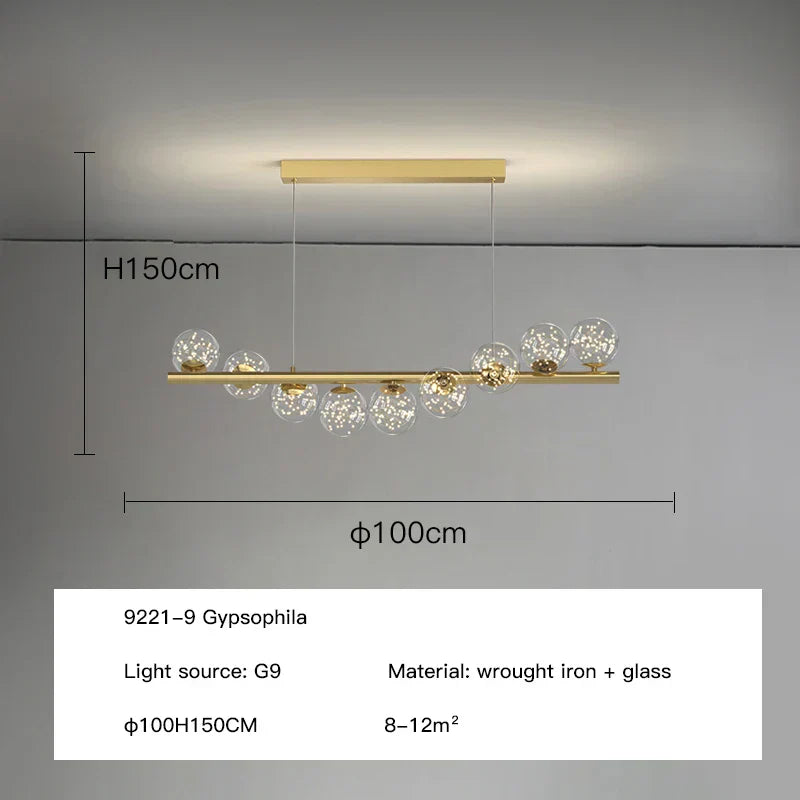 DecorBites™ Glass Balls G9 LED Chandelier for Dining Room & Kitchen