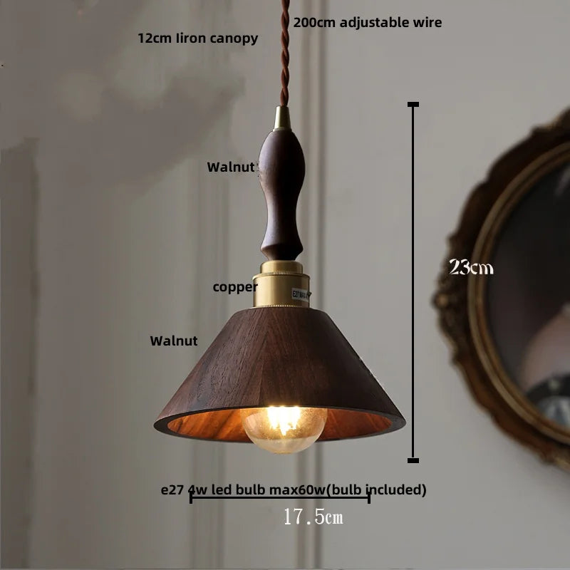 DecorBites™ Ash Wood LED Pendant Lamp Adjustable Hanging Lights Luminaire