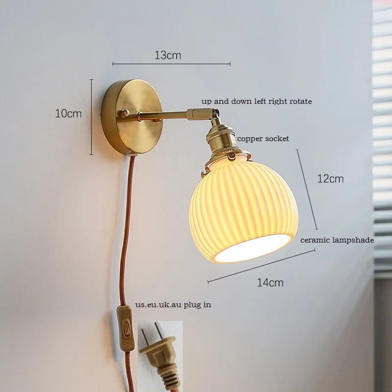DecorBites™ Ceramic Wall Sconce with Adjustable Iron Arm for Living Room Décor