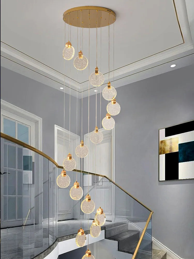 DecorBites™ Crystal Chandelier Pendant Light for Luxury Staircase