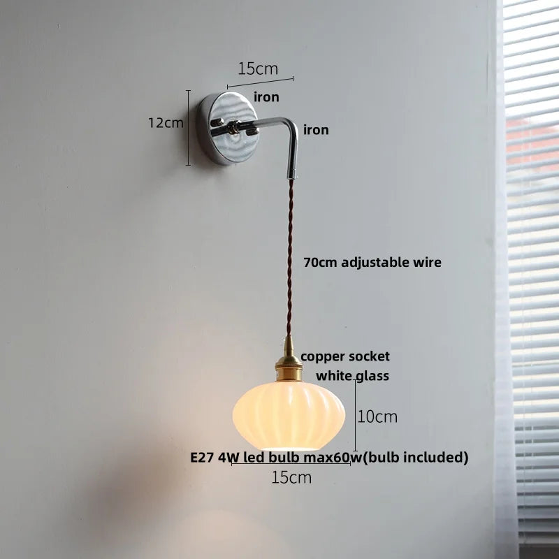 DecorBites™ Ceramic LED Wall Lamp with Pull Chain Switch, Adjustable Stair Light Sconce